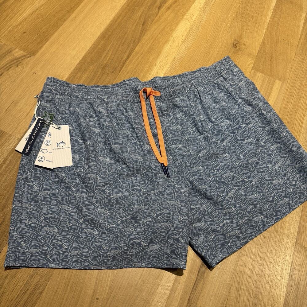 Southern Tide Whale Print Swim Trunks Men’s XXL Blue Board Shorts NWT